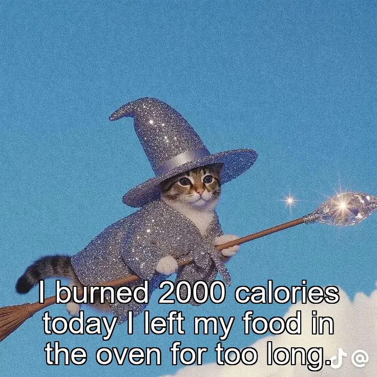 I burned 2000 calories today I left my food in the oven for too long.