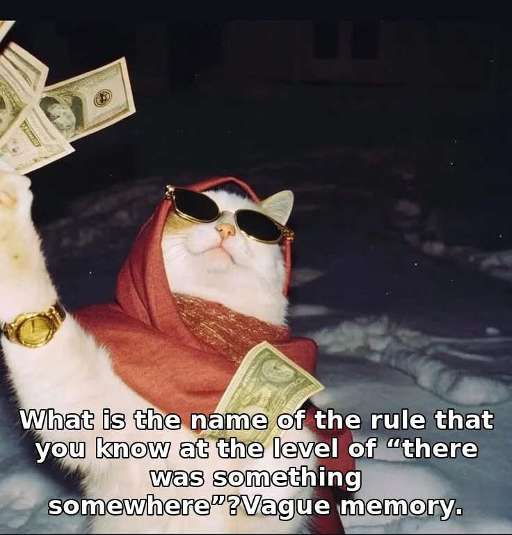 What is the name of the rule that you know at the level of “there was something somewhere”?Vague memory.