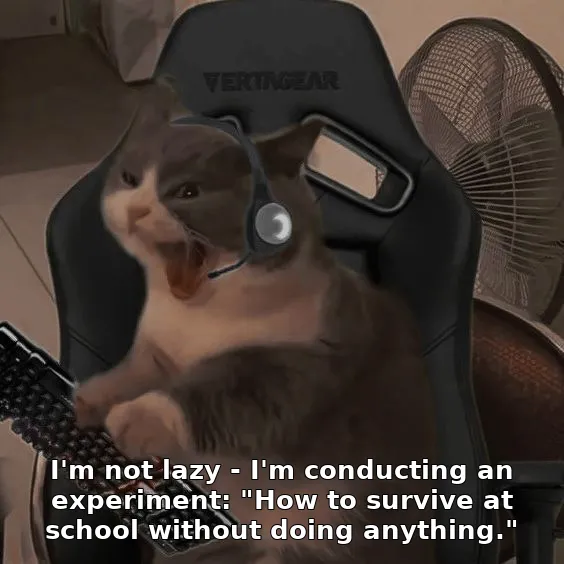 I'm not lazy - I'm conducting an experiment: "How to survive at school without doing anything."