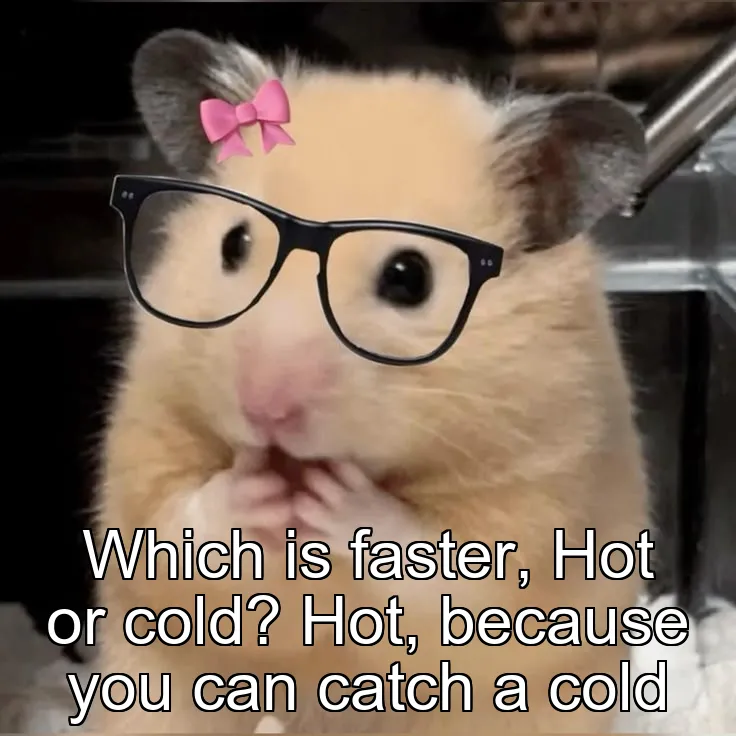 Which is faster, Hot or cold? Hot, because you can catch a cold