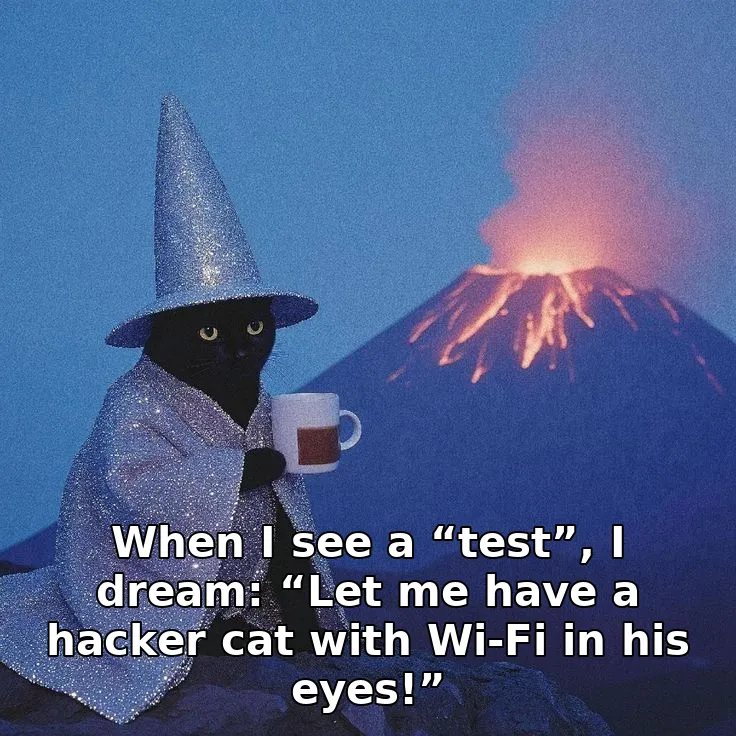 When I see a “test”, I dream: “Let me have a hacker cat with Wi-Fi in his eyes!”