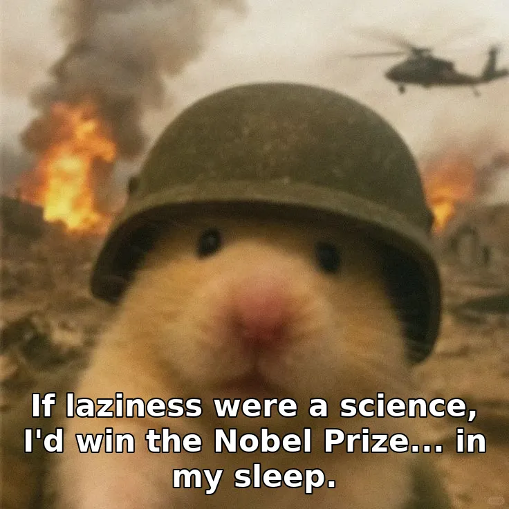 If laziness were a science, I'd win the Nobel Prize... in my sleep.