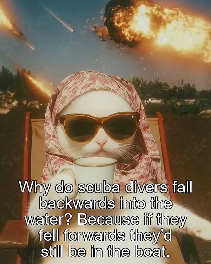 Why do scuba divers fall backwards into the water? Because if they fell forwards they’d still be in the boat.