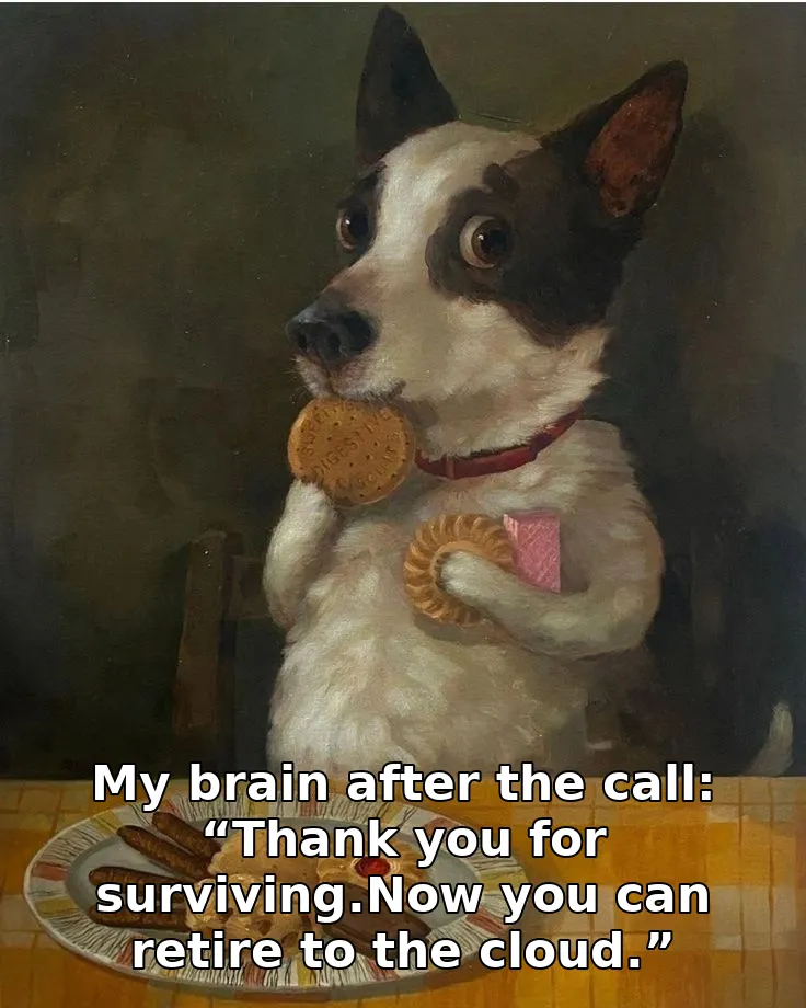 My brain after the call: “Thank you for surviving.Now you can retire to the cloud.”