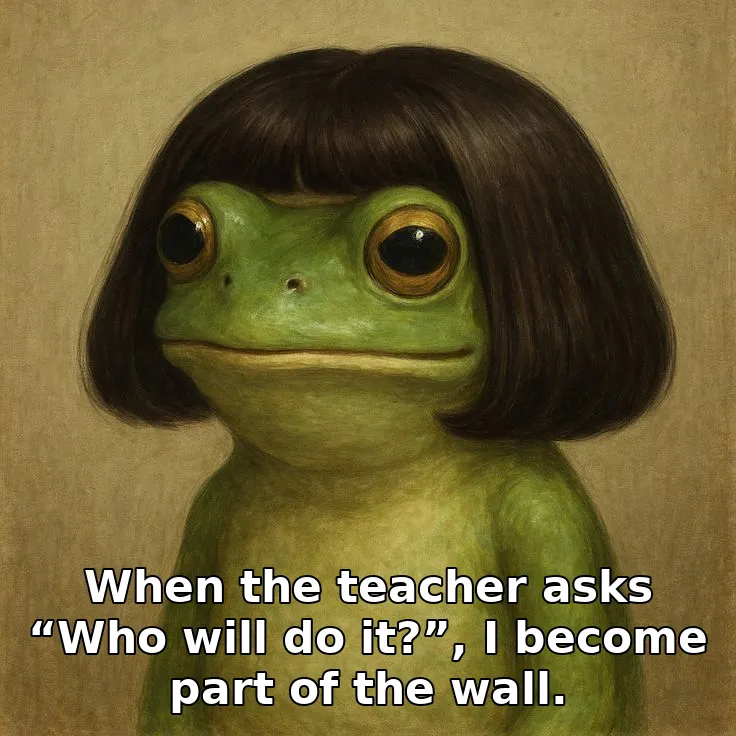 When the teacher asks “Who will do it?”, I become part of the wall.
