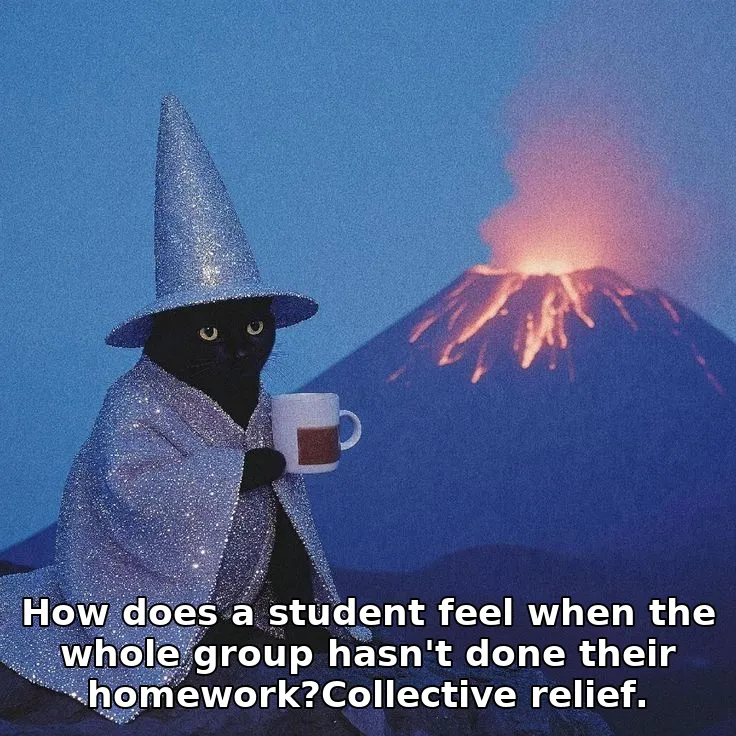 How does a student feel when the whole group hasn't done their homework?Collective relief.