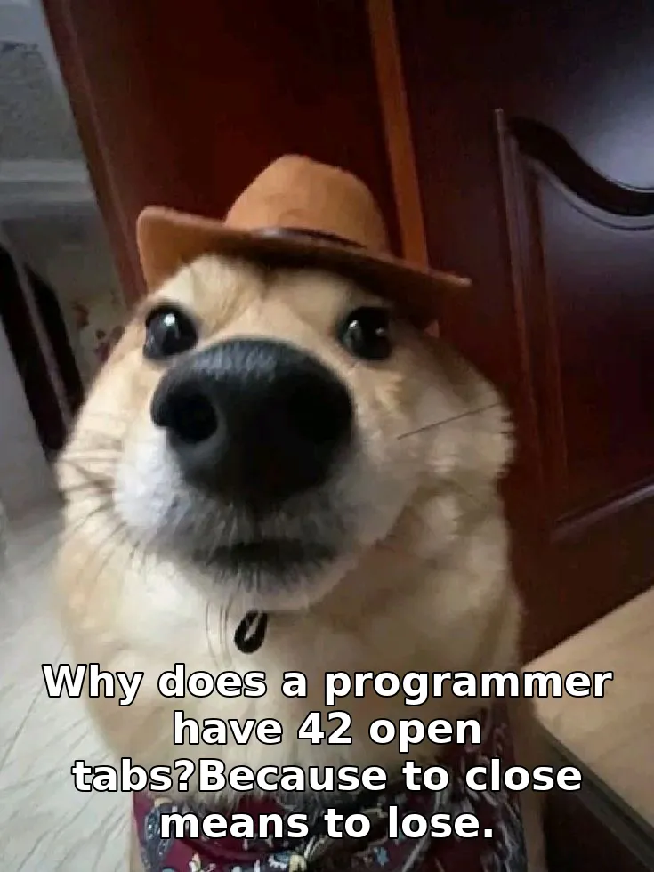 Why does a programmer have 42 open tabs?Because to close means to lose.