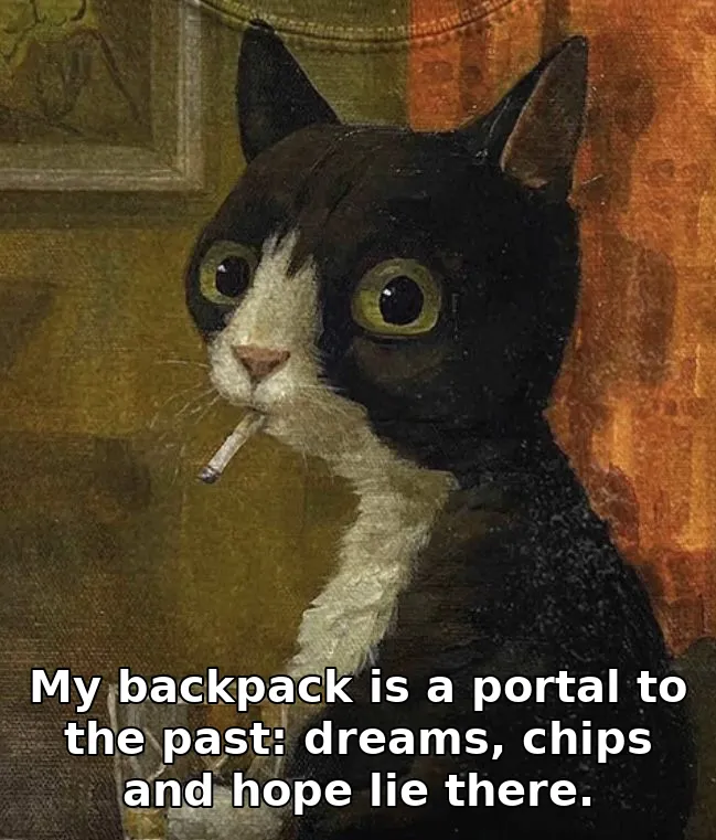 My backpack is a portal to the past: dreams, chips and hope lie there.