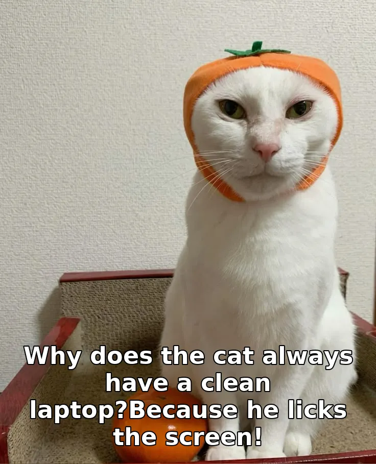 Why does the cat always have a clean laptop?Because he licks the screen!