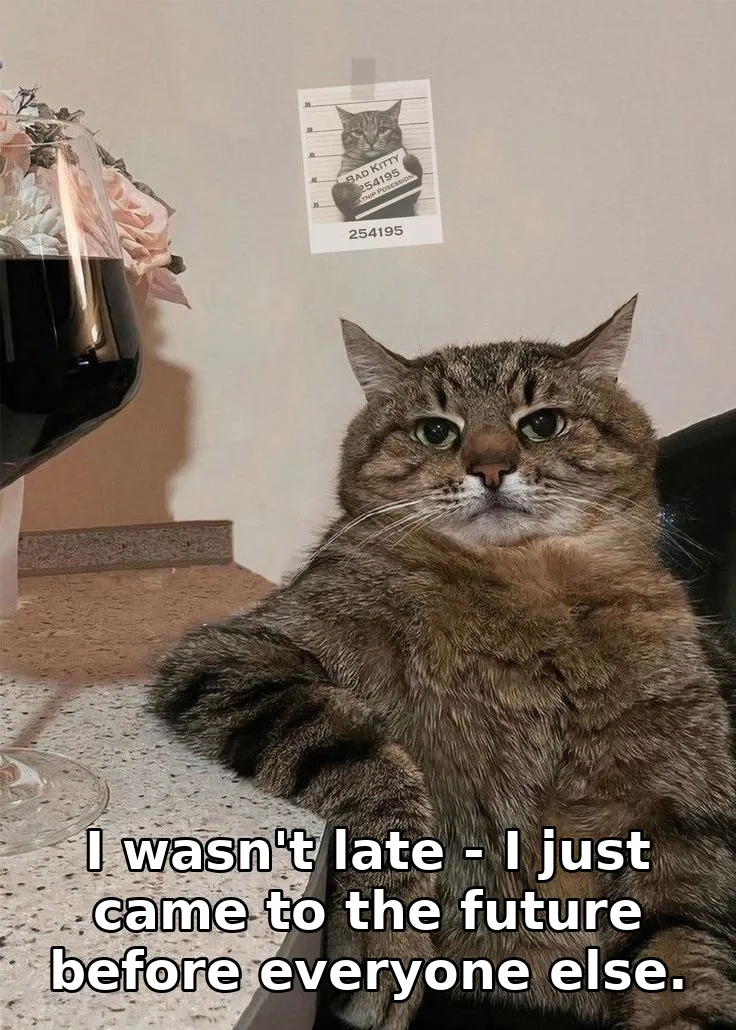 I wasn't late - I just came to the future before everyone else.