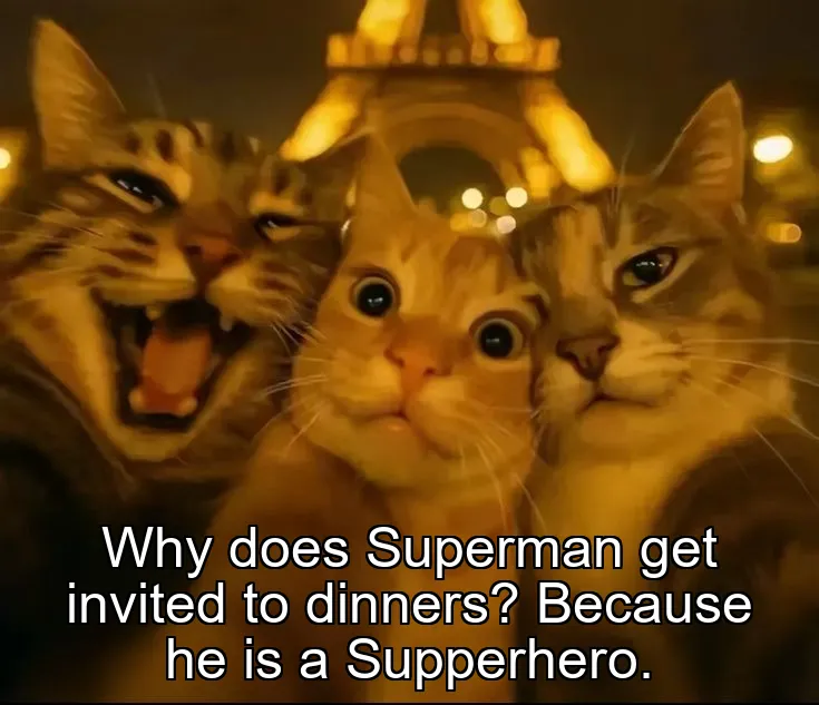 Why does Superman get invited to dinners? Because he is a Supperhero.