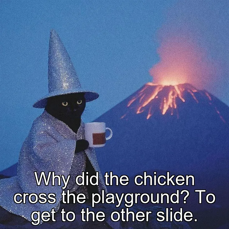 Why did the chicken cross the playground? To get to the other slide.
