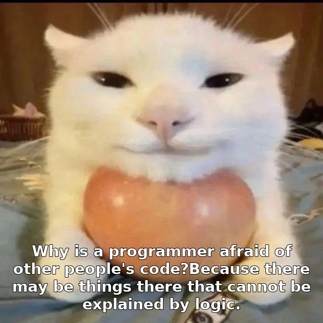 Why is a programmer afraid of other people's code?Because there may be things there that cannot be explained by logic.
