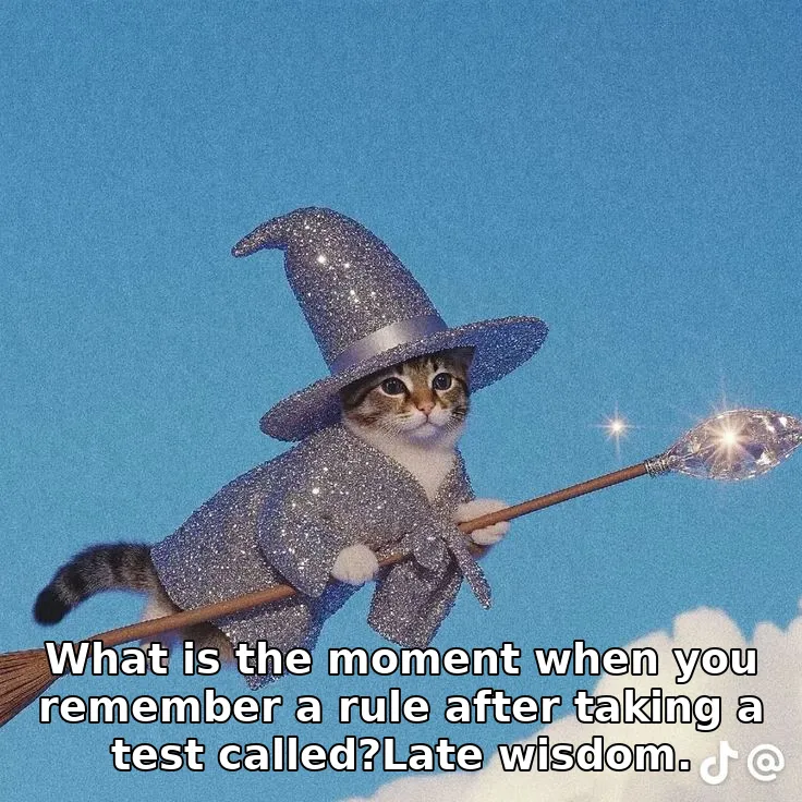 What is the moment when you remember a rule after taking a test called?Late wisdom.