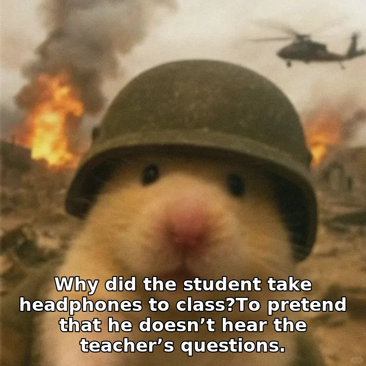 Why did the student take headphones to class?To pretend that he doesn’t hear the teacher’s questions.