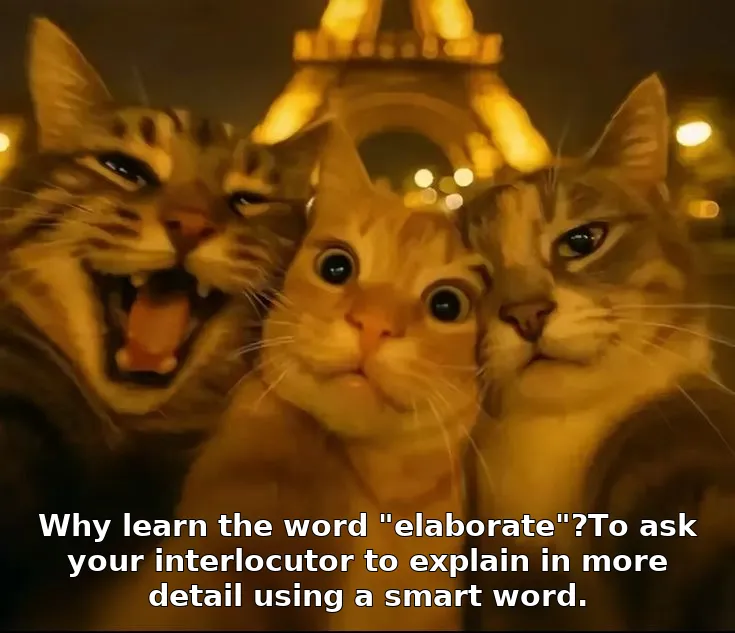 Why learn the word "elaborate"?To ask your interlocutor to explain in more detail using a smart word.