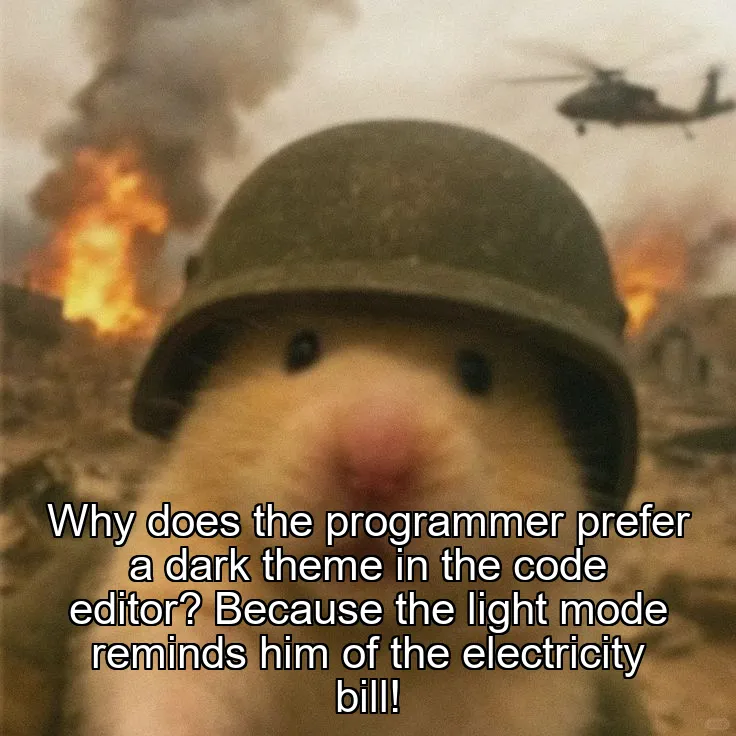 Why does the programmer prefer a dark theme in the code editor? Because the light mode reminds him of the electricity bill!