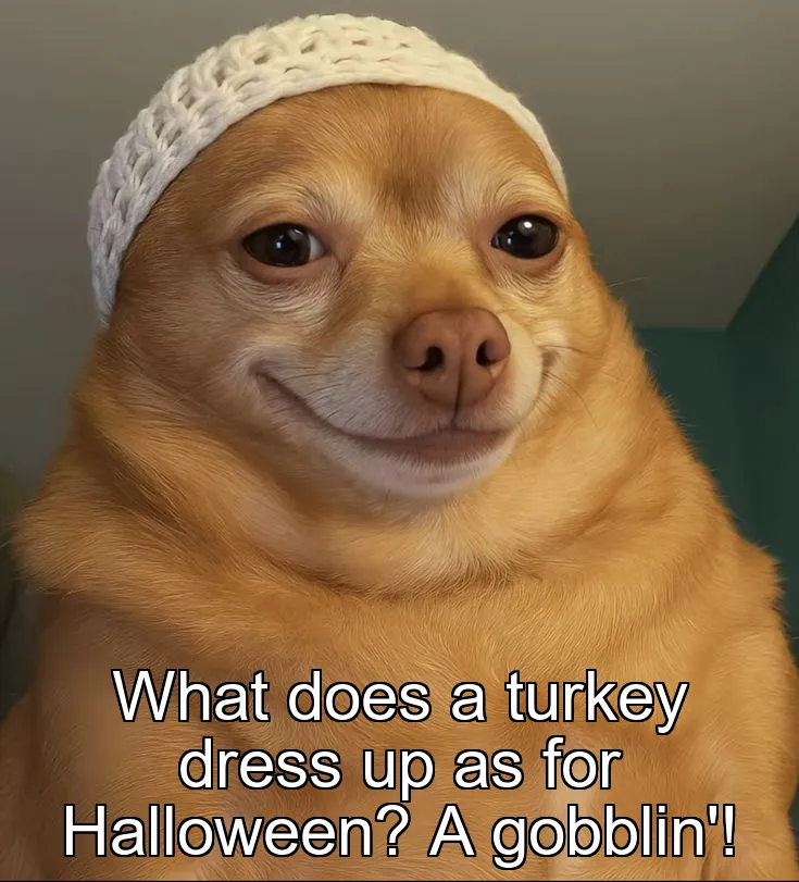 What does a turkey dress up as for Halloween? A gobblin'!