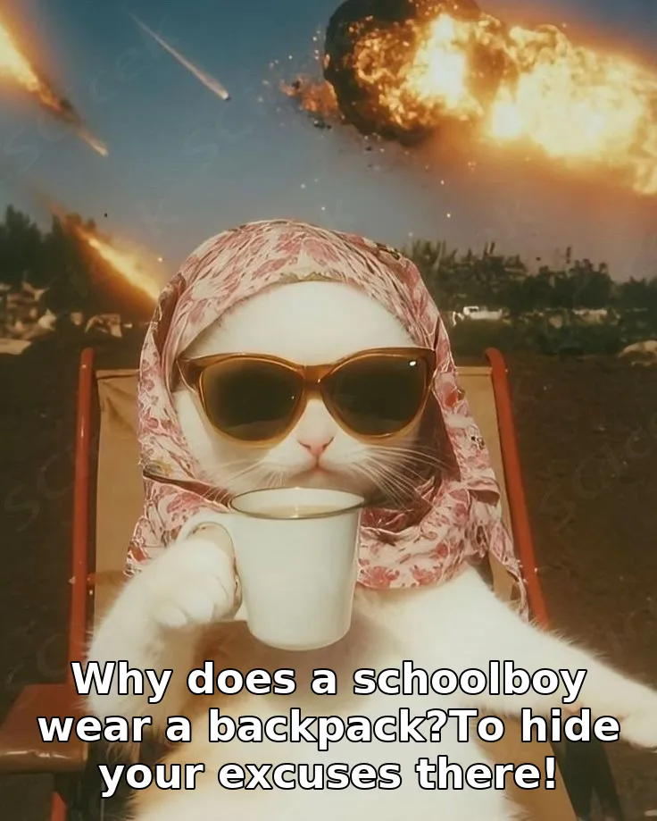 Why does a schoolboy wear a backpack?To hide your excuses there!