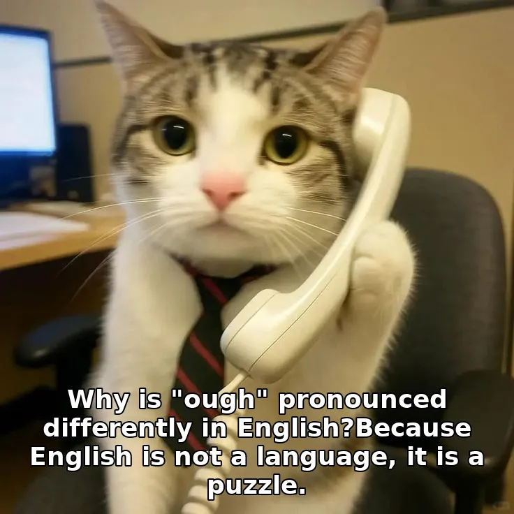 Why is "ough" pronounced differently in English?Because English is not a language, it is a puzzle.