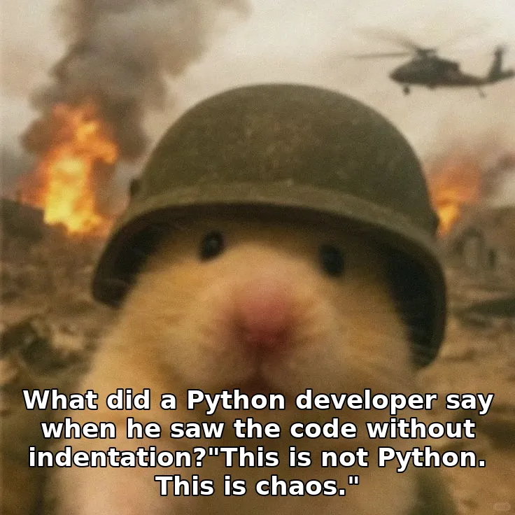 What did a Python developer say when he saw the code without indentation?"This is not Python. This is chaos."