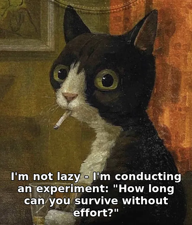 I'm not lazy - I'm conducting an experiment: "How long can you survive without effort?"