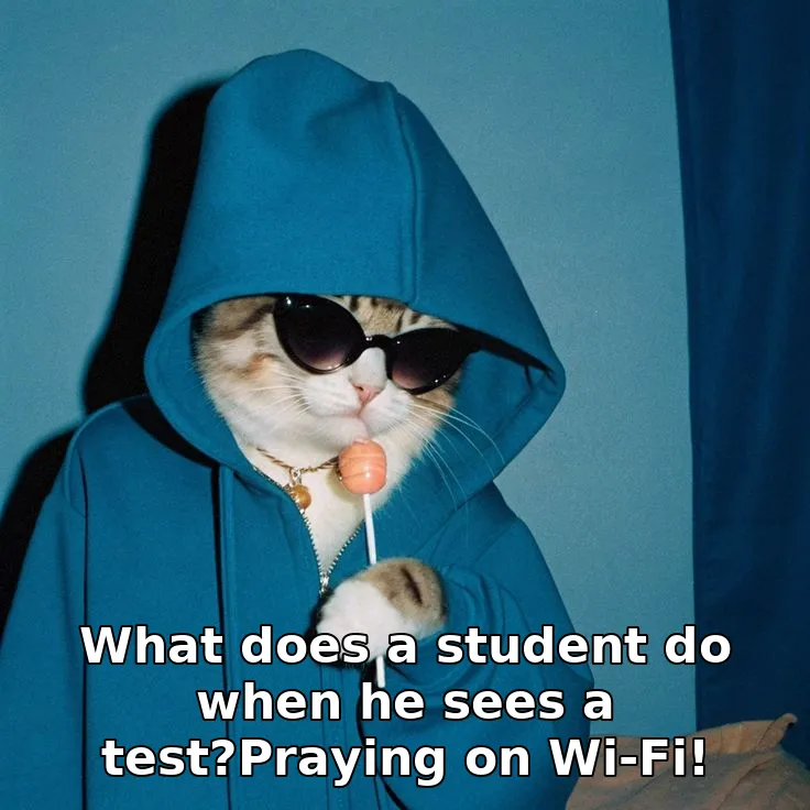 What does a student do when he sees a test?Praying on Wi-Fi!