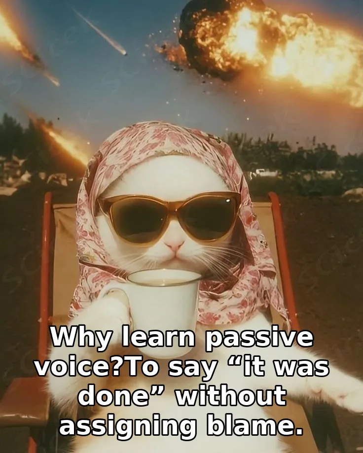 Why learn passive voice?To say “it was done” without assigning blame.