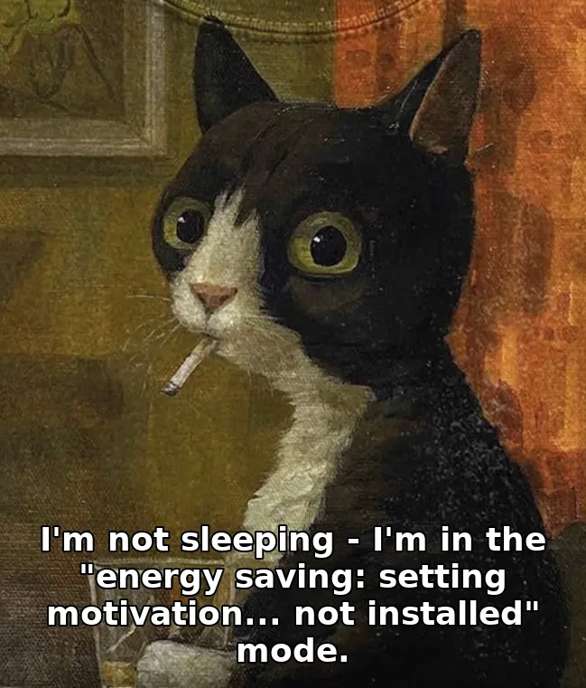 I'm not sleeping - I'm in the "energy saving: setting motivation... not installed" mode.