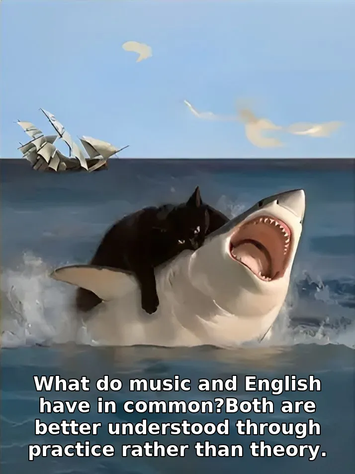What do music and English have in common?Both are better understood through practice rather than theory.