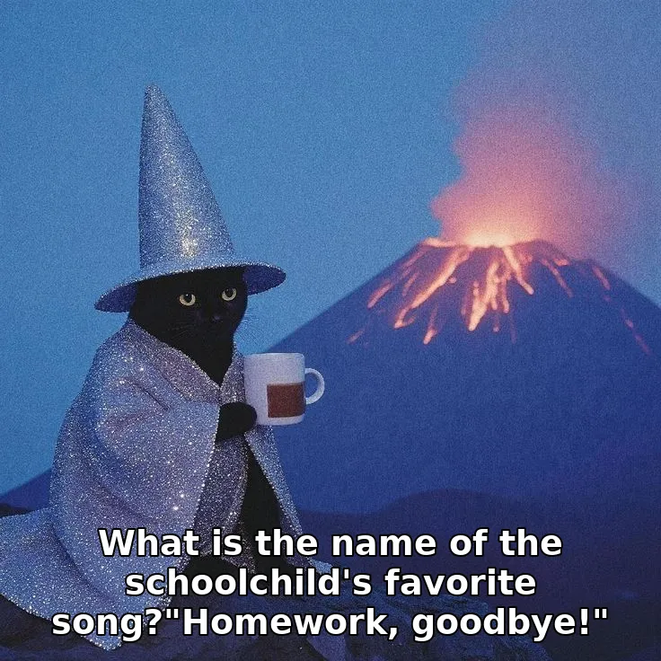 What is the name of the schoolchild's favorite song?"Homework, goodbye!"