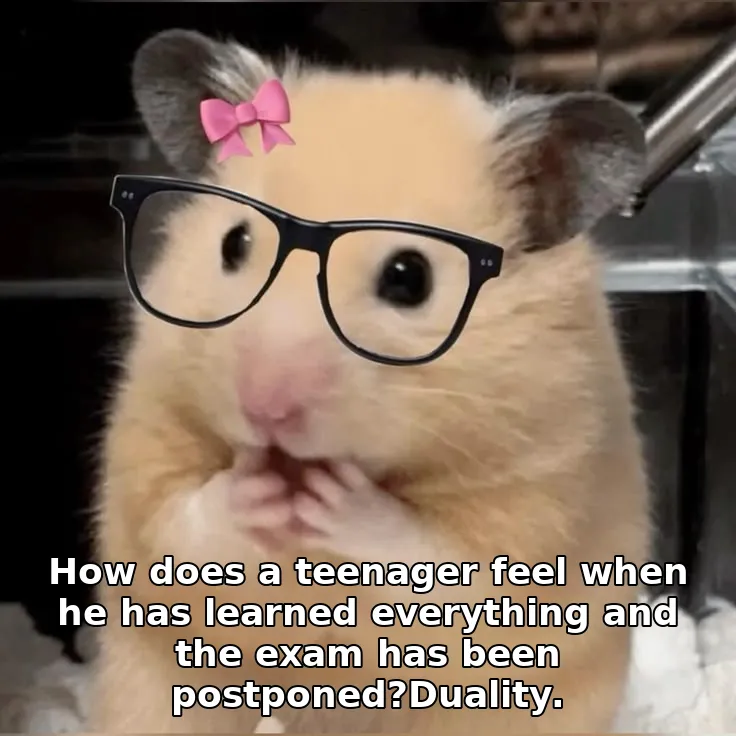 How does a teenager feel when he has learned everything and the exam has been postponed?Duality.
