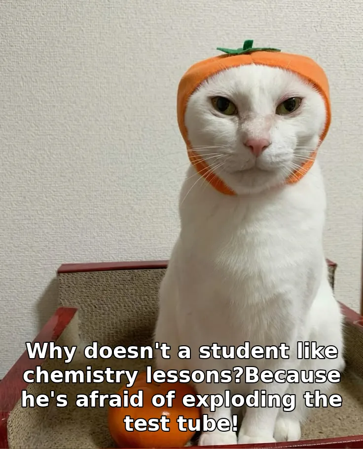 Why doesn't a student like chemistry lessons?Because he's afraid of exploding the test tube!