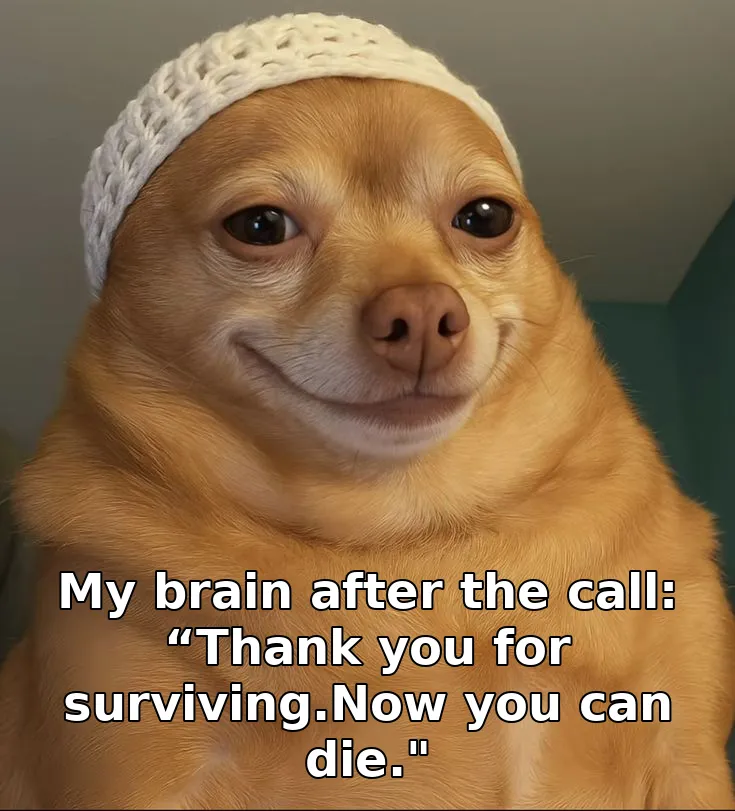 My brain after the call: “Thank you for surviving.Now you can die."
