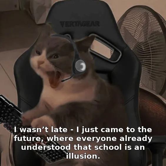 I wasn’t late - I just came to the future, where everyone already understood that school is an illusion.