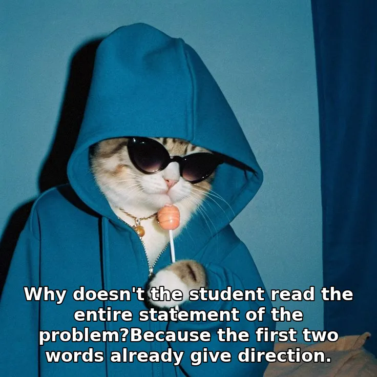 Why doesn't the student read the entire statement of the problem?Because the first two words already give direction.