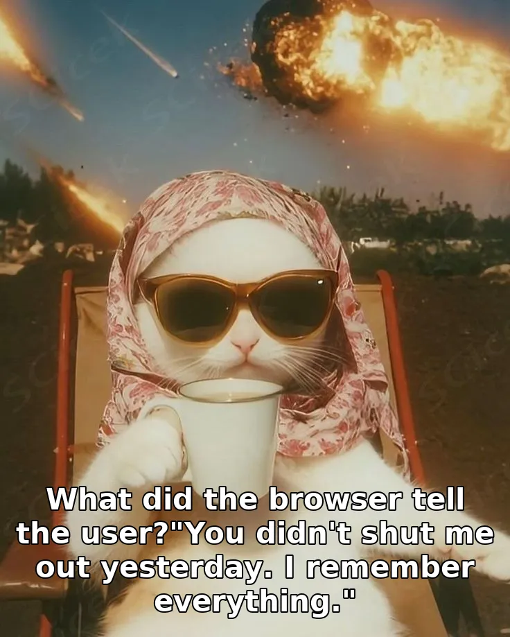 What did the browser tell the user?"You didn't shut me out yesterday. I remember everything."