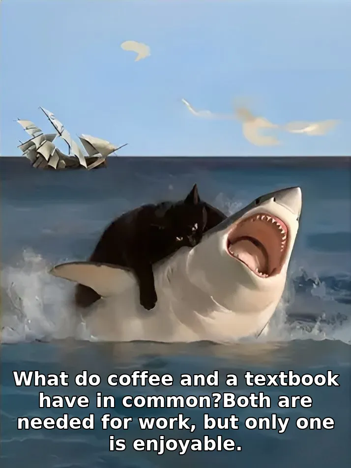 What do coffee and a textbook have in common?Both are needed for work, but only one is enjoyable.