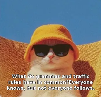 What do grammar and traffic rules have in common?Everyone knows, but not everyone follows.