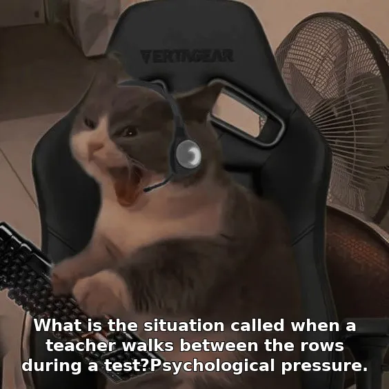 What is the situation called when a teacher walks between the rows during a test?Psychological pressure.