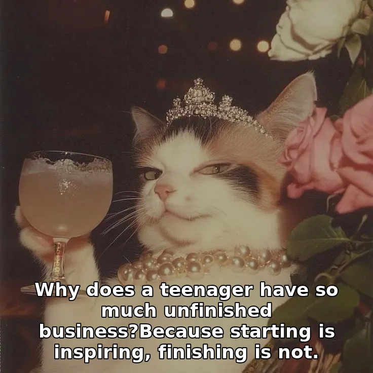 Why does a teenager have so much unfinished business?Because starting is inspiring, finishing is not.