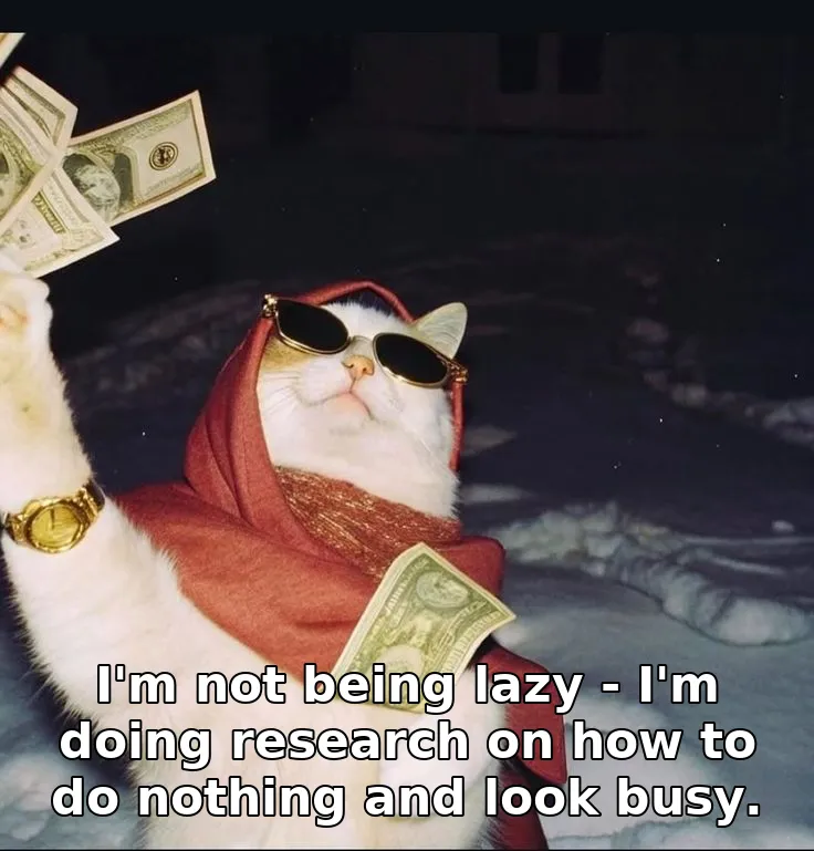 I'm not being lazy - I'm doing research on how to do nothing and look busy.