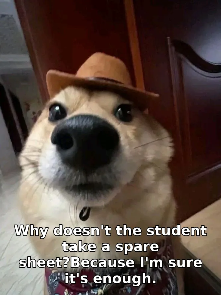 Why doesn't the student take a spare sheet?Because I'm sure it's enough.