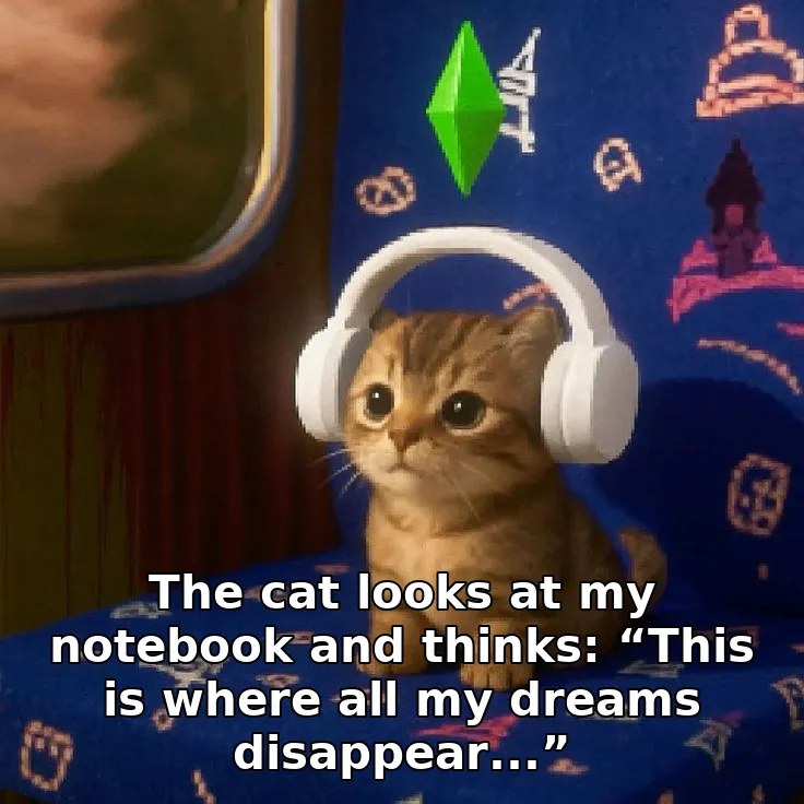 The cat looks at my notebook and thinks: “This is where all my dreams disappear...”