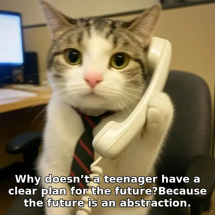 Why doesn’t a teenager have a clear plan for the future?Because the future is an abstraction.