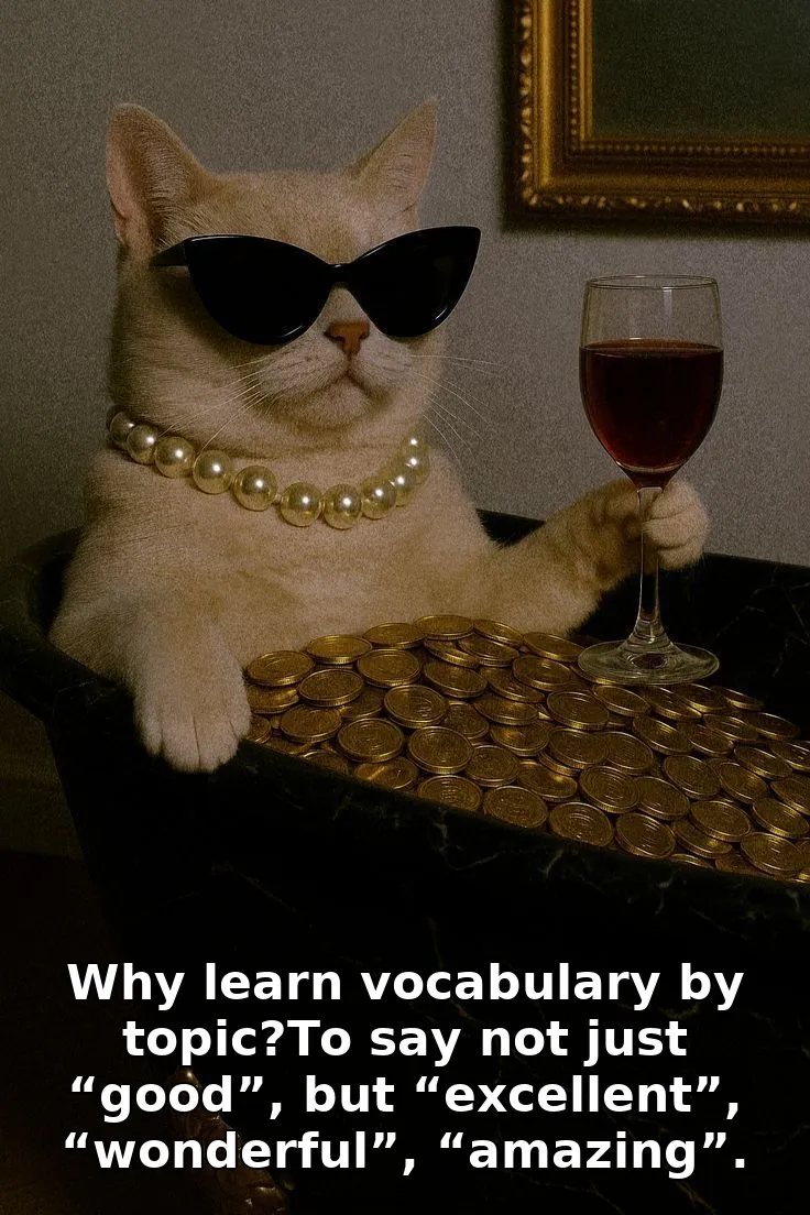 Why learn vocabulary by topic?To say not just “good”, but “excellent”, “wonderful”, “amazing”.