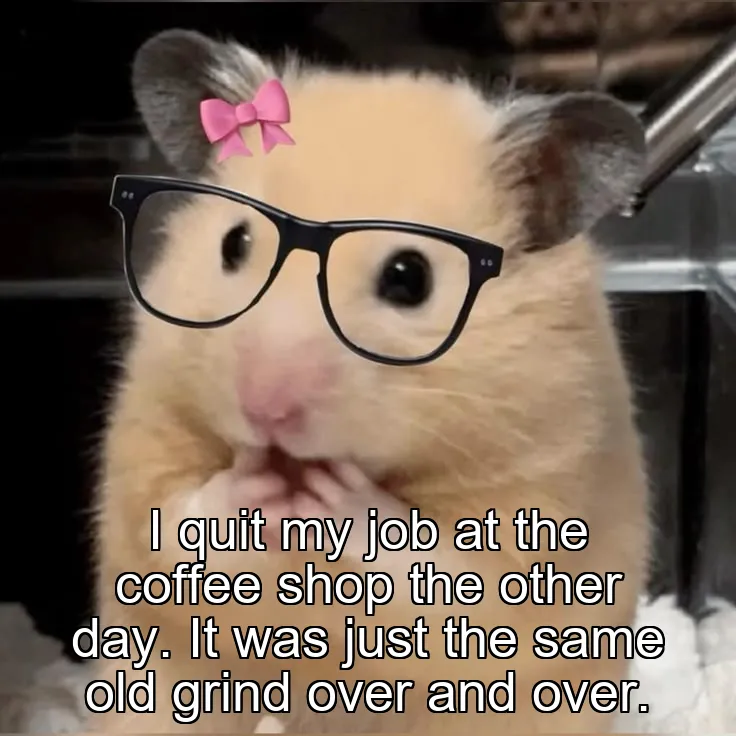 I quit my job at the coffee shop the other day. It was just the same old grind over and over.