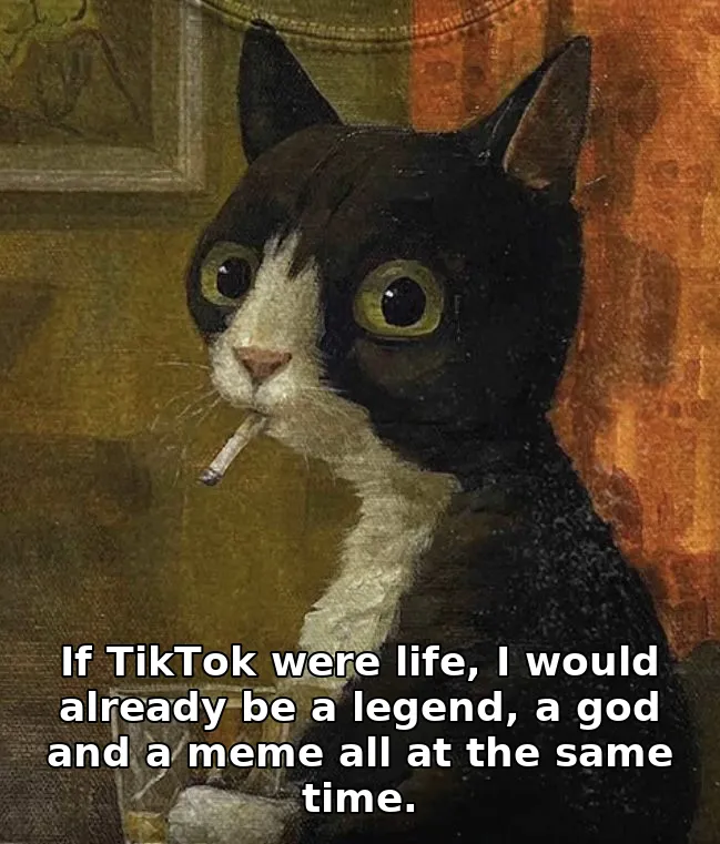 If TikTok were life, I would already be a legend, a god and a meme all at the same time.