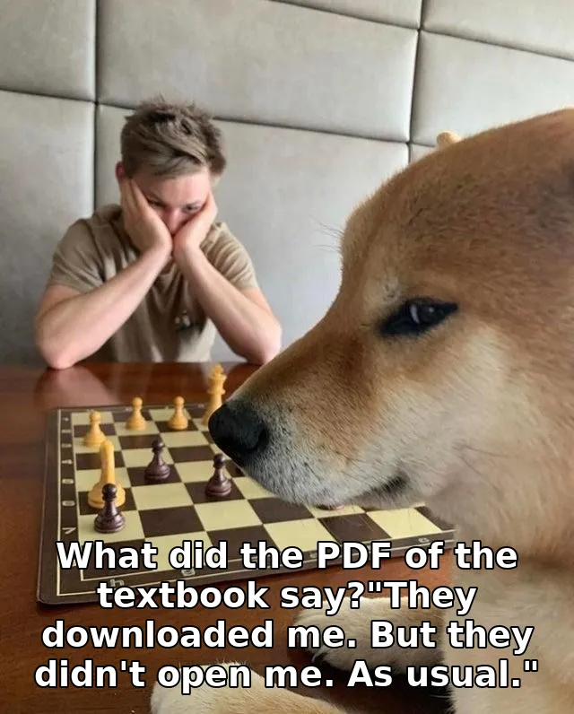 What did the PDF of the textbook say?"They downloaded me. But they didn't open me. As usual."