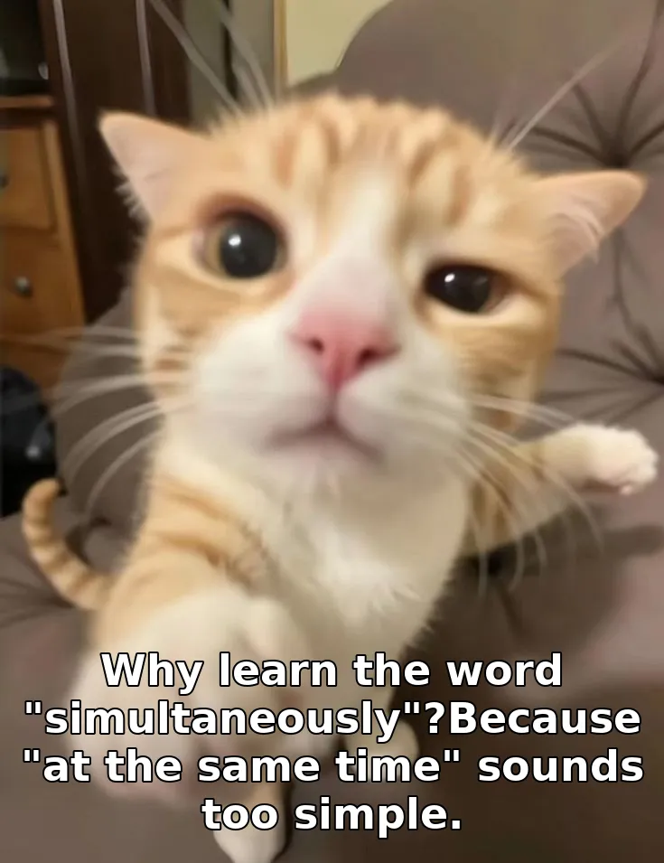 Why learn the word "simultaneously"?Because "at the same time" sounds too simple.